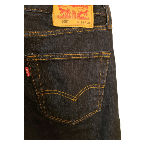 Levi's 505 Regular Fit Straight Leg Men's Jeans Dark Blue Size 34x28‎ - Picture 7 of 8